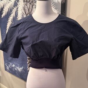 Simkhai cropped Navy Short-Sleeve Top